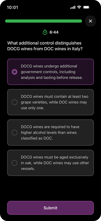 Quiz question about DOCG wines